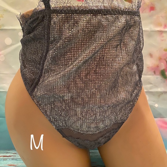 Fossil gray high waisted shimmering thong Victoria - Picture 1 of 3